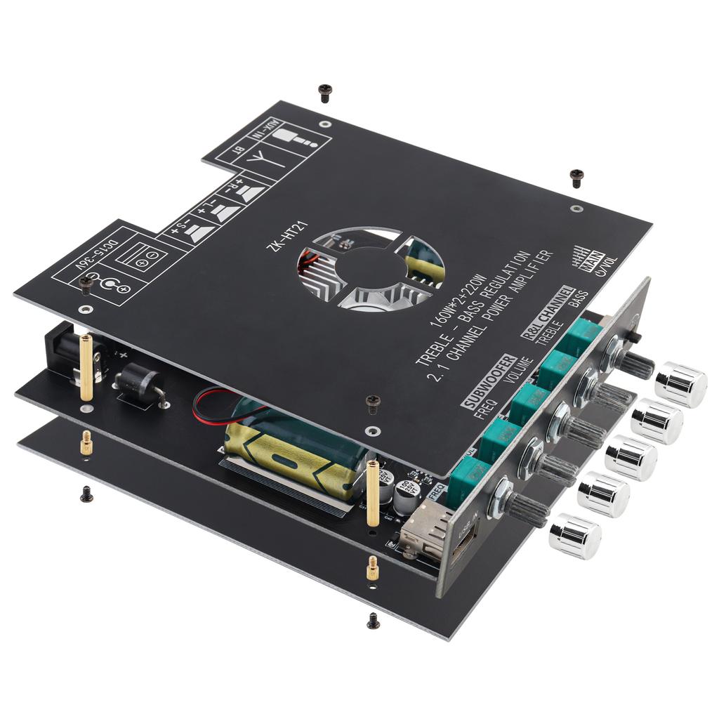 ZK-HT21 TDA7498E 2.1 Kanal 160Wx2 220W Subwoofer bluetooths Verstärkerplatine Hohe Leistung Car Audio DIY Lautsprecher Höhenregler DC15-36V Stereo