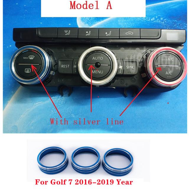 For Volkswagen Golf 7 MK7 2014- T-Roc Aluminum Alloy Air Conditioning Knob Cover Control Switch Decoration Ring Car