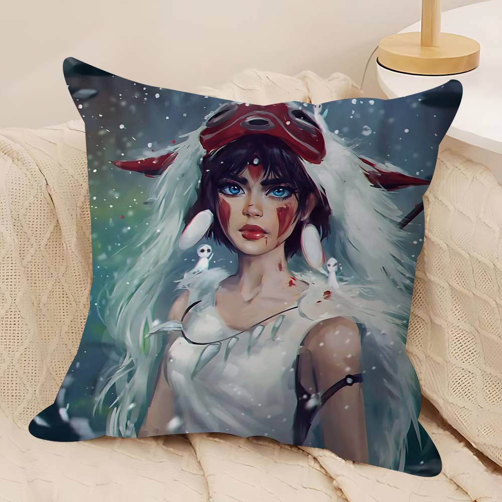Cartoon M-Mononoke Hime Pillow Gift Home Office Decoration Pillow Bedroom Sofa Car Cushion CoverPillow Case