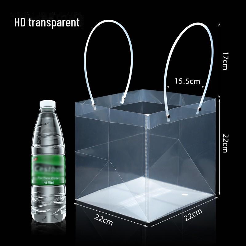 

«Прозрачная подарочная коробка из ПВХ с цветочным принтом к женскому дню — квадратная пластиковая сумочка»