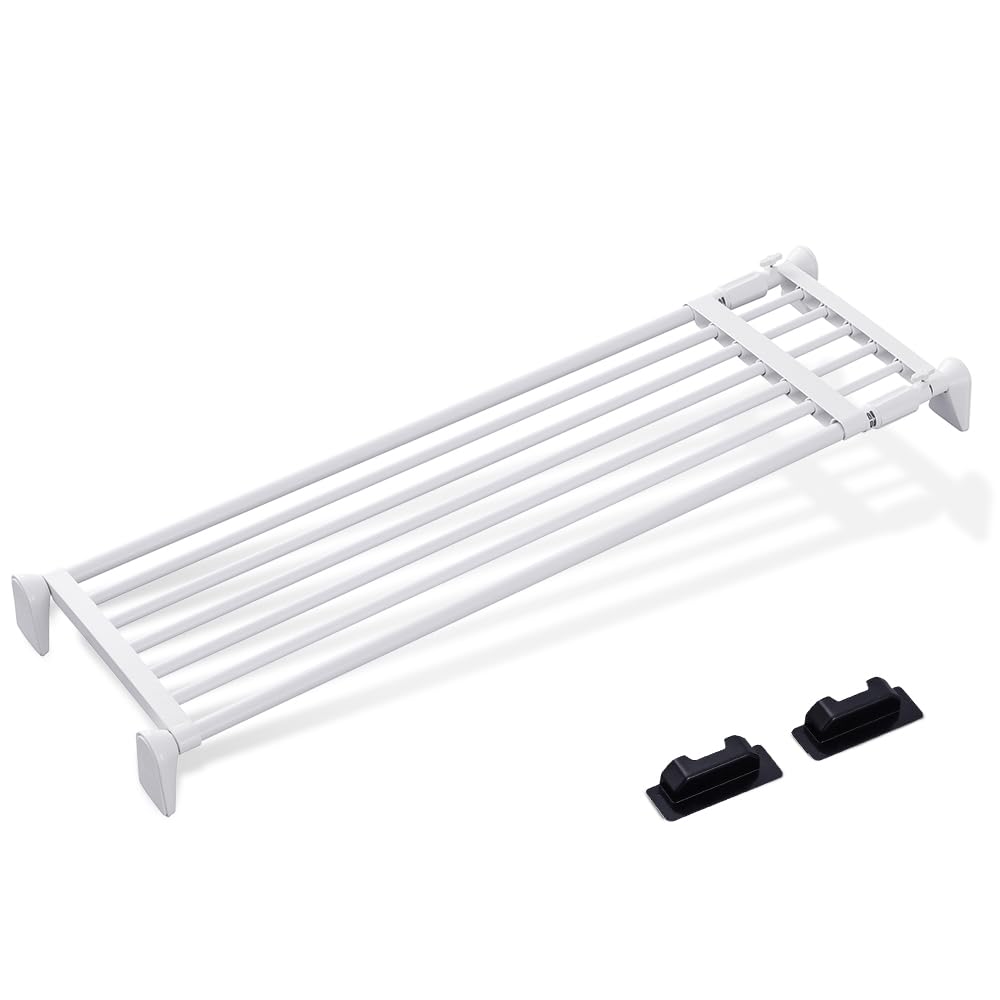 

IRIS OHYAMA Extendable Laundry Rack, H-J-W110R, White, Ultra-Strong Extendable Wide Shelf, 50kg Load Capacity, 110-190cm Wide