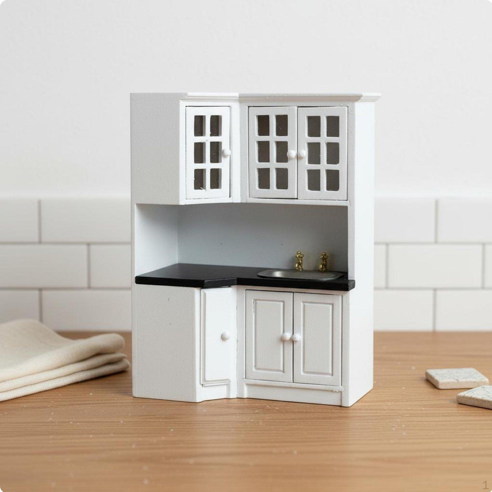 1:12 Scale Dollhouse Kitchen Sink Unit Realistic Model Miniature Cabinet Highly Detailed
