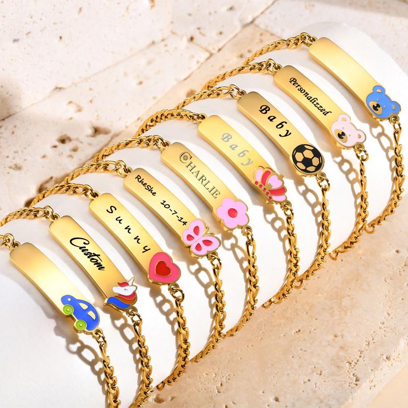 Pulseira de Identificação com Barra de Nome para Bebê Personalizada, Gravação Gratuita de Nome Personalizado, Presente de Aniversário para Recém-Nascidos a Crianças