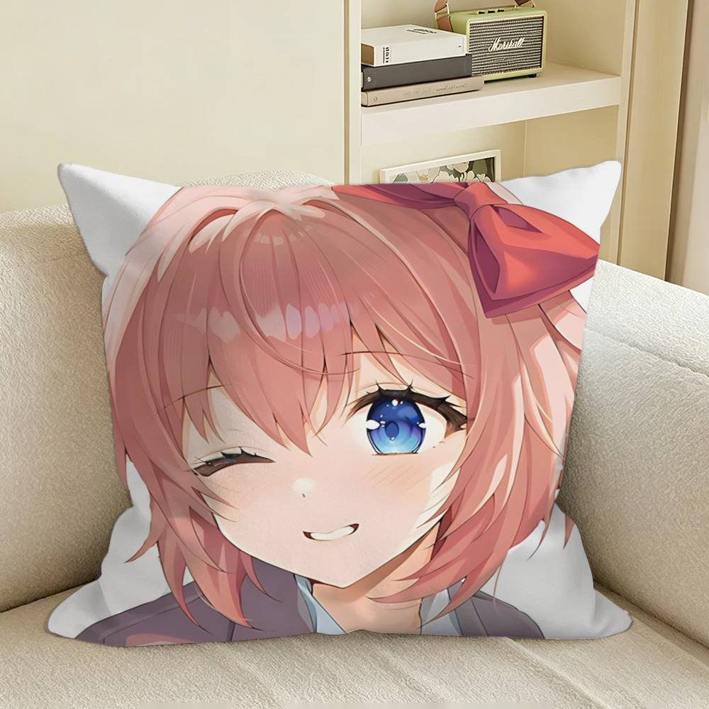 DDLC Game Sayori Square Sofa Pillow Cover Solid Color Living Room Home Decor Cushion Case