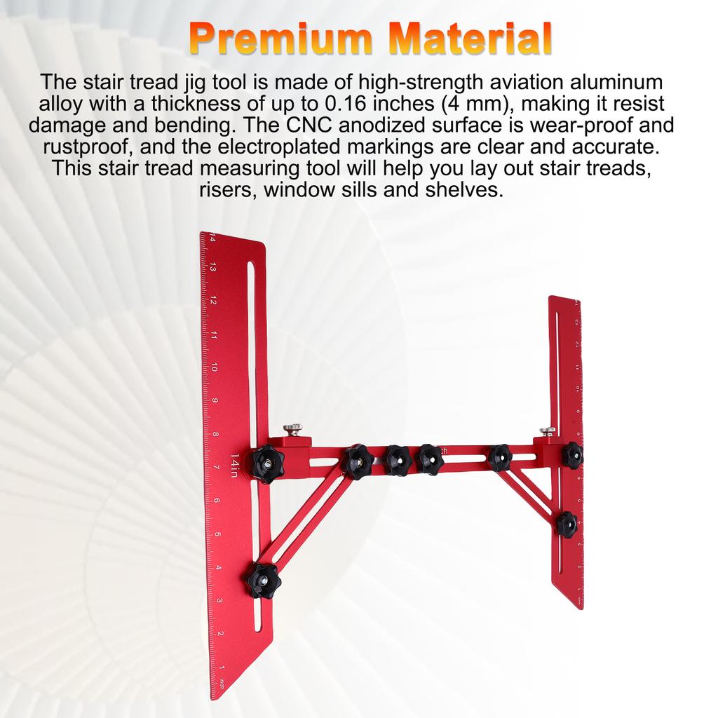 Stair Tread Template Tool, Aluminum Alloy Stair Measuring Tool for Home Renovation and Professional Projects