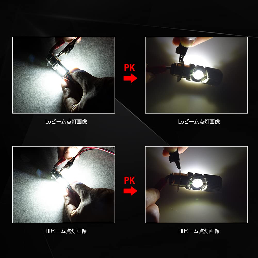 Ammtoo P15D 25-1 PH7 Compatible LED Headlight for Motorcycles, LED Bulb, Hi/Lo Switching, Non-Polarity,
