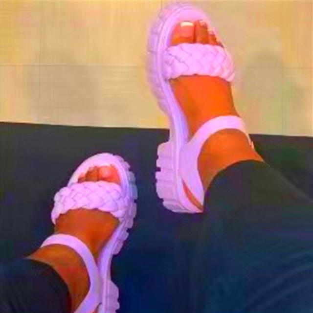 Woven Platform Sandals Women  Summer Candy Color Ankle Strap Gladiator Shoes Ladies Thick Heels Sandalias Mujer Plus Size 43