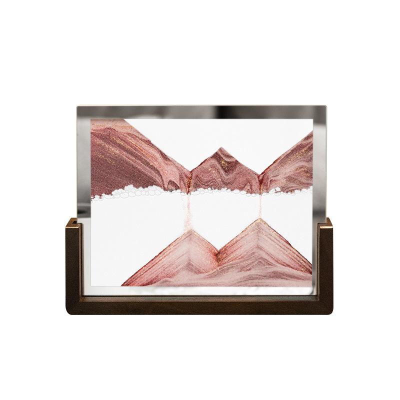 Walnut Wood Frame Sandscape Moving Sand Art Picture Quicksand 3D Hourglass Square Flowing Sand Painting Office Home Decor Gifts