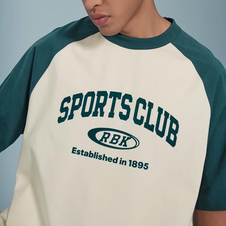 Reebok Color Block Raglan Short Sleeve T-Shirt Unisex Tops Gem-Green 24SRC421UGL7