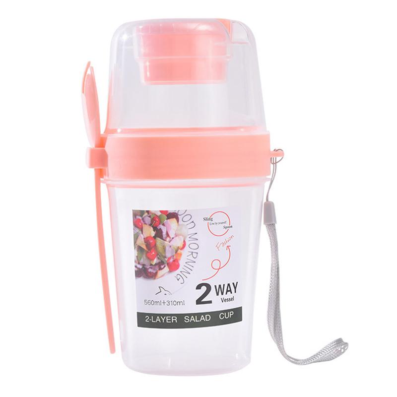 Snídaně ovoce Ovesný jogurtový salátový kelímek s víčkem lžička Dvouvrstvý úložný prostor potravin Přenosný fitness kelímek pro snížení hmotnosti