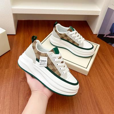 Damskor Vulkaniserade Skor Snörning Platå Casual Skor Andningsbara Slitstarka Kilklackar Lätta Bekväma Damsneakers