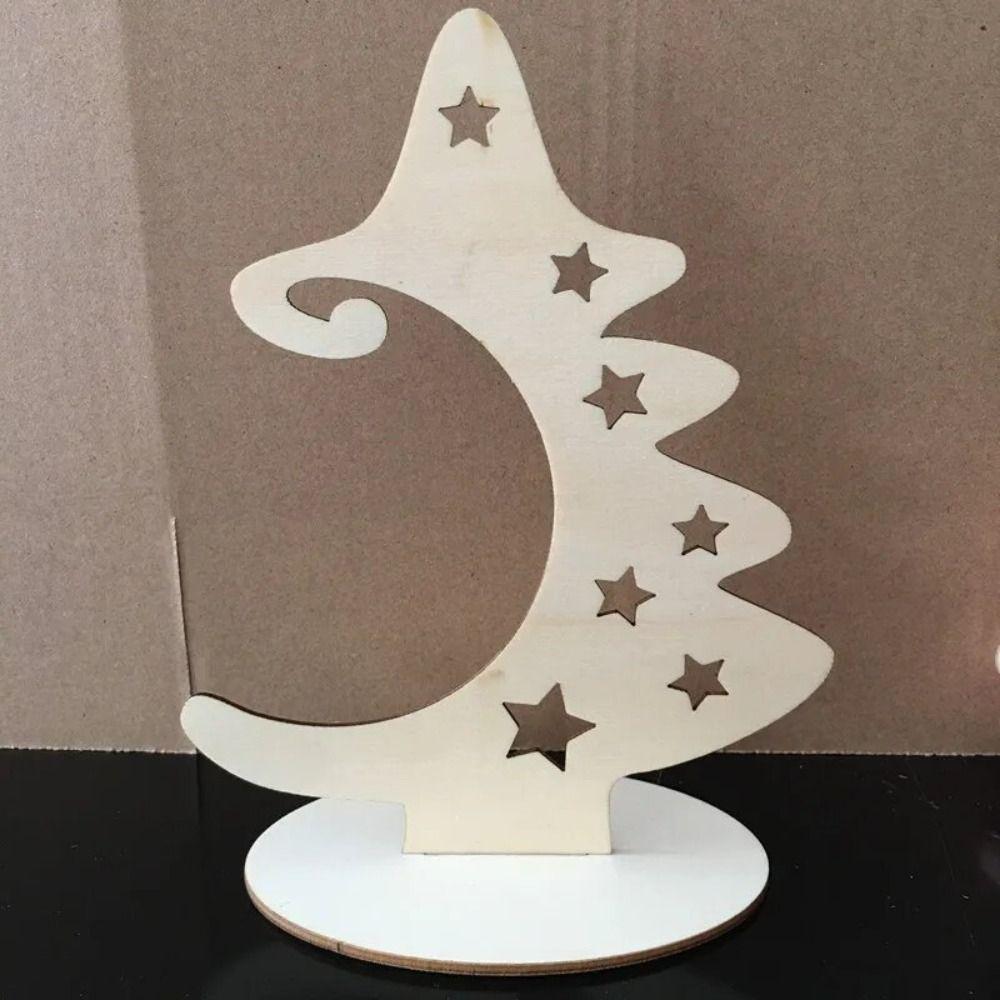 Handmade Xmas Tree Star Slices Elliptical Base Wood Slices Christmas Tree Crafts  Holiday