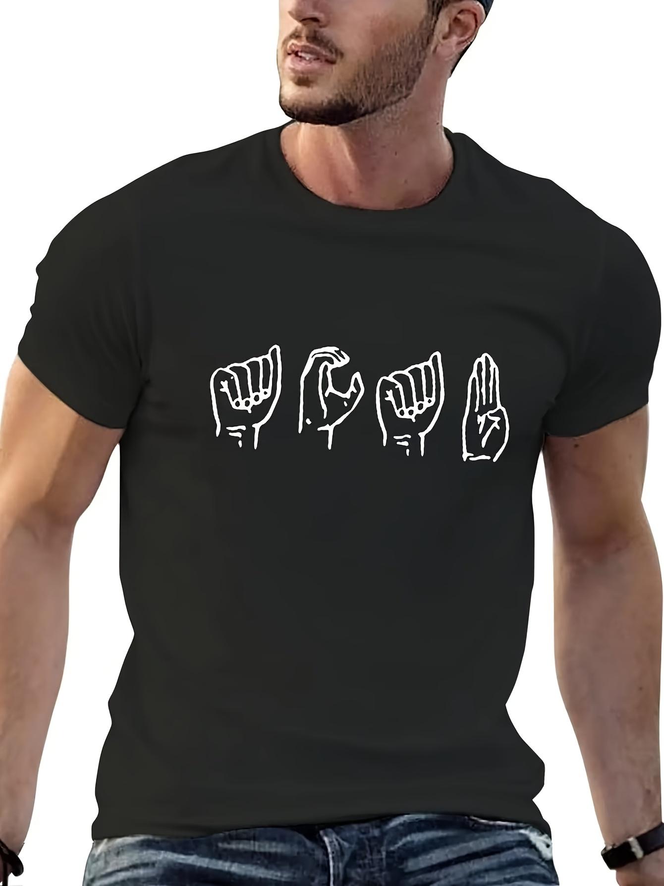 Men s T-Shirt Y2K Asl Sign Language with Oversized 3XL