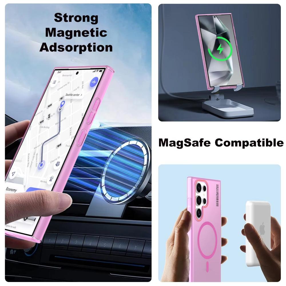 Ultra Thin Magnetic Frosted Clear Phone Case For Samsung Galaxy S26 S25 Ultra S24 S23 S22 Plus Hard PC Skin Feel Protect Cover