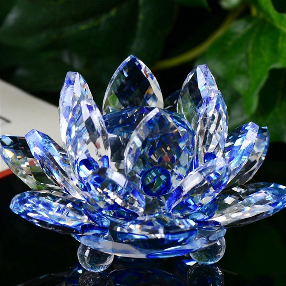Blue Crystal Lotus Decorative Ornament (80mm)