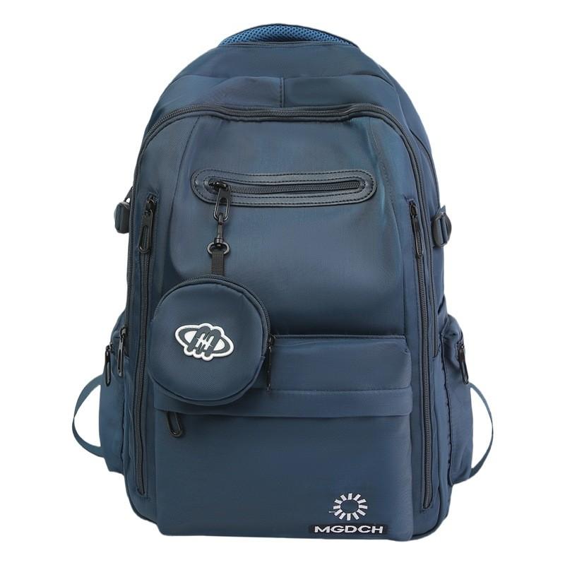 Solid Capacity Large Color Backpack With Letter Embroidery Design For Daily