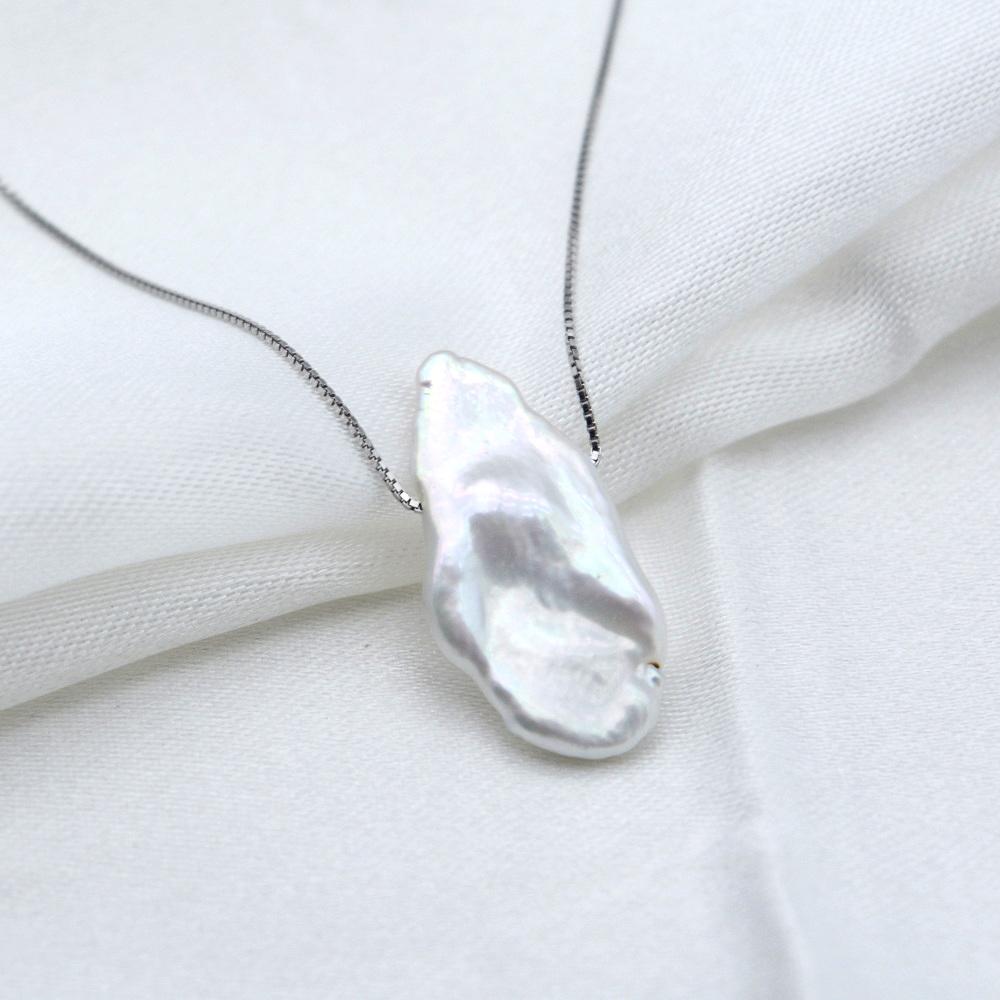 Colier unic baroc cu perle Pandantiv cu perle crete naturale de apă dulce Colier din argint 925 Colier cu pandantiv pentru femei