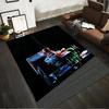 Racing Car Design Printed Carpet with Green1Orange1White Colors and Branding Details Suitable for use as an anti-slip1 for1room and bedroom sofas