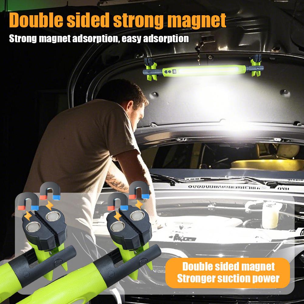 High Lumen Rechargeable LED Work Light for Car Emergency Repair Powerful Magnetic Flashlight with Hooks and Magnetic Base