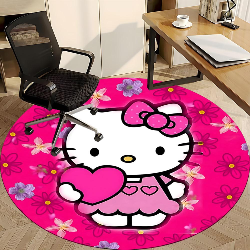 Hello Kitty Flowers Office Round Area Rug,  Under Office Chairs Bedroom Living Room Home Decor a0908152