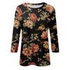 Women's Fashionable Casual Round Neck Three-Quarter Sleeve Printed T-Shirt Top