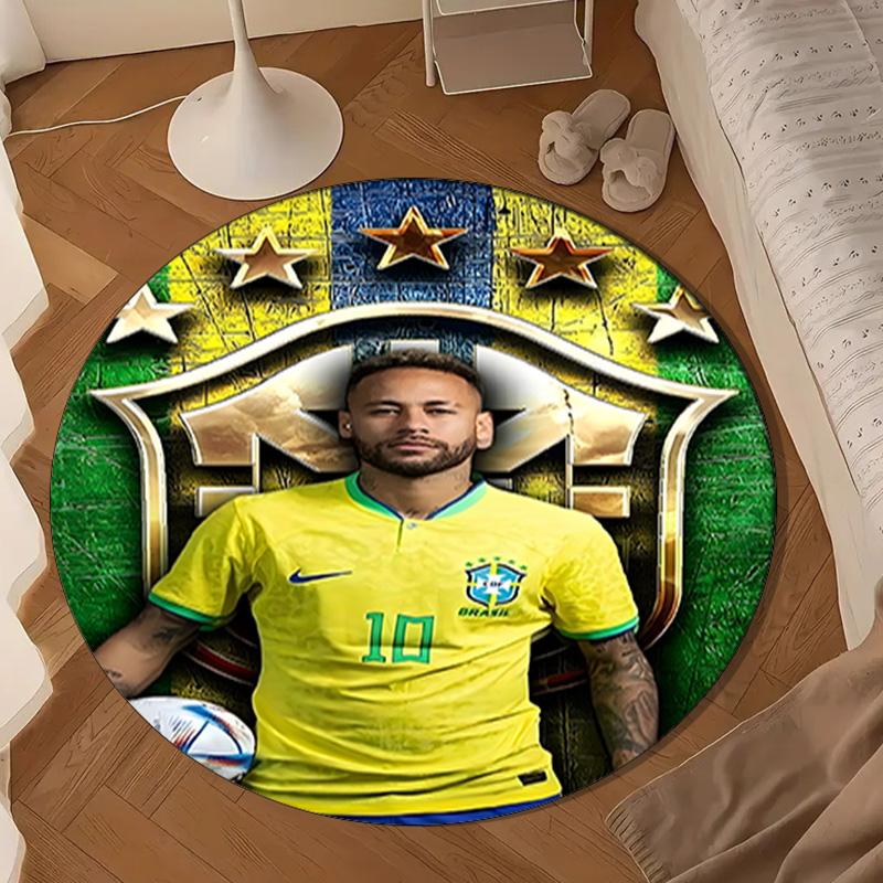 Brazilian Football Star Round mat Home Decor, Chair rug For livingroom,Bedroom, doormat home decor Birthday Gift Christmas Gifts