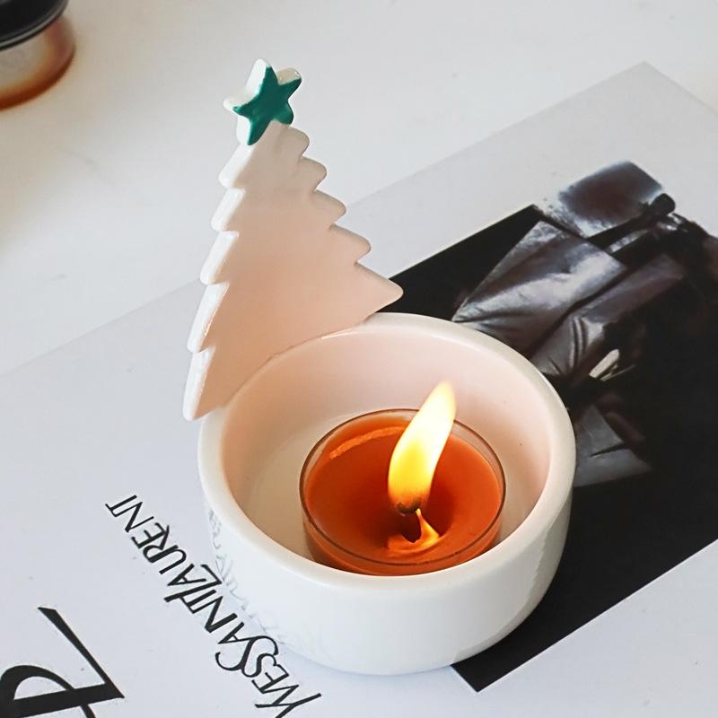 Ceramic Christmas Candle Holder for Holiday Decor Tealight Candle Stand Christmas 2025 News Decoration