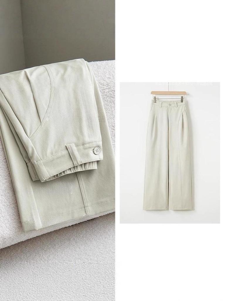 Trendy 2025 High-Waisted Wide-Leg Cargo Pants for Spring & Autumn - Loose, Slimming, Casual Long Pants.