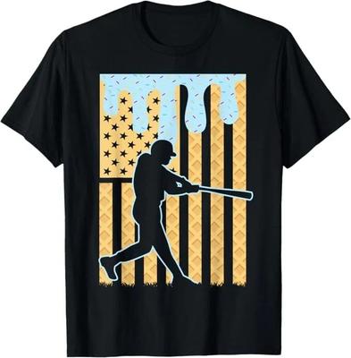 Baseball Drip Boys Dripping Ice Cream Baseball American Flag T-Shirt Unisex T-Shirt