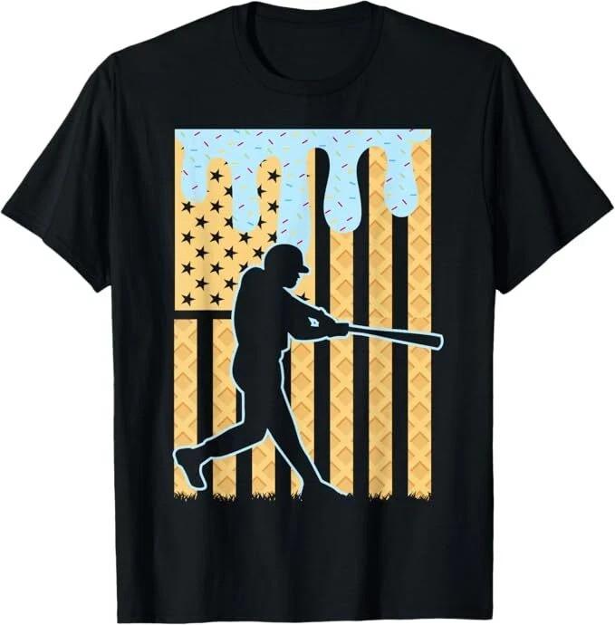 Baseball Drip Boys Dripping Ice Cream Baseball American Flag T-Shirt Unisex T-Shirt S