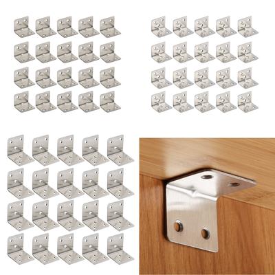 20Pcs Heavy Duty Metal Corner Brace L Shape Stainless Steel Support Bracket for Shelves Silver Color Furniture Hardware