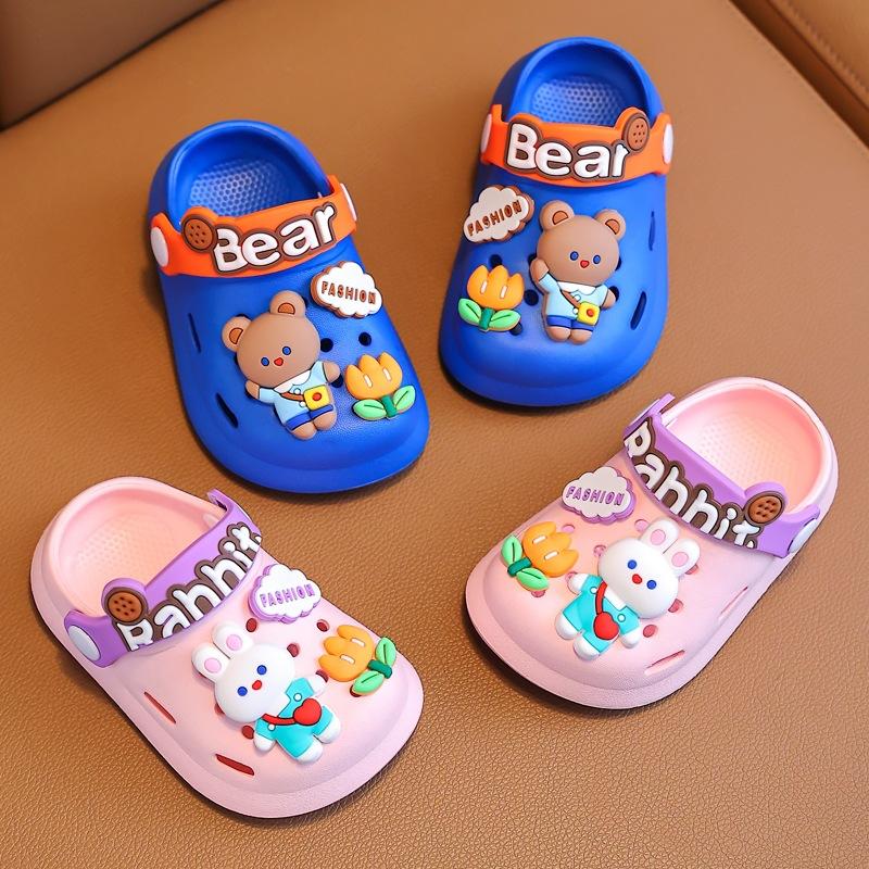Children's cool slippers summer non-slip soft sole indoor infant baby boys and girls bag head hole shoes bag heel