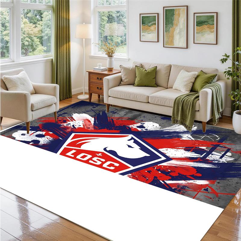 LOSC Lille FC Design Crystal Velvet Rug Soft Decorative Mat for Bedroom Entrance