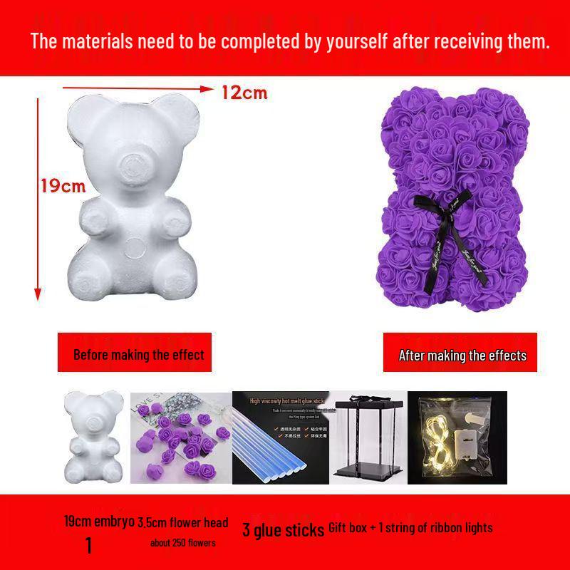 Handmade Everlasting Rose Bear DIY Kit for Valentine's & Qixi Festival