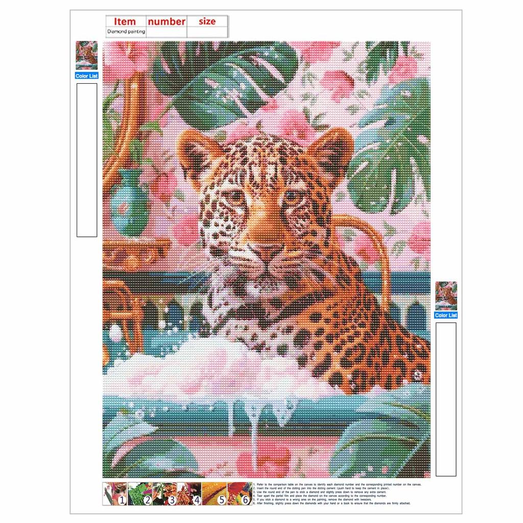 Leopard DIY Diamond Art Painting Kit with Shiny Resin Diamonds for Adults Relaxing Craft Wall Decor and Handmade Gift Idea Set Decor