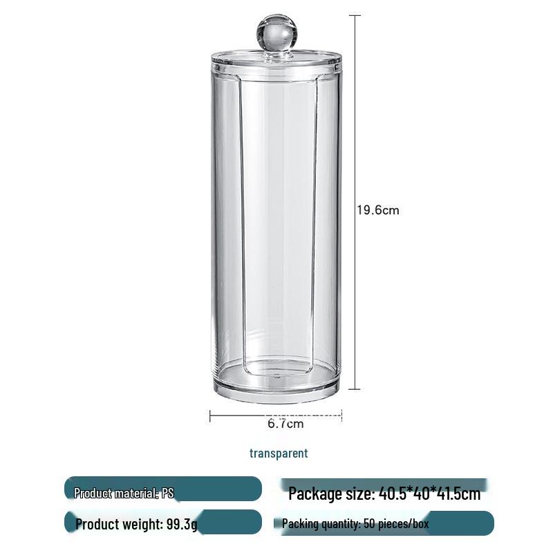 Acrylic Cotton Swab & Makeup Remover Storage Box with Lid - Transparent Square Organizer & Toothpick Holder
