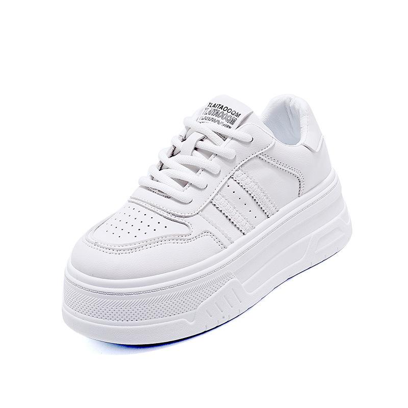 

Star with the same thick-soled white shoes leather heightening shoes Internet celebrity sports breathable board shoes Ruian manufacturers casual shoes 34 білий