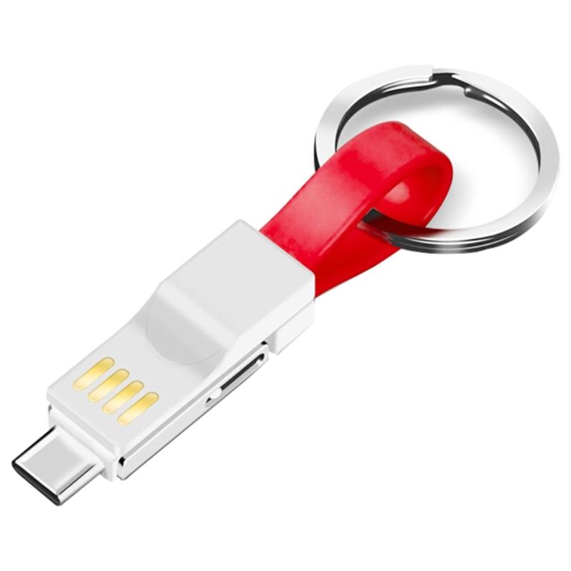 Mehrere Geräte Schlüsselanhänger Lädt mit USB C Schnellladung & Datenkabel Tragbar Mehrfachstecker Schlüsselanhänger Kabel