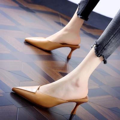 Simple Mid-heel Pointed Slippers Women Sandals 2024 Summer High-heeled Womens Shoes Sexy Outside Modern Slippers Fashion Slides