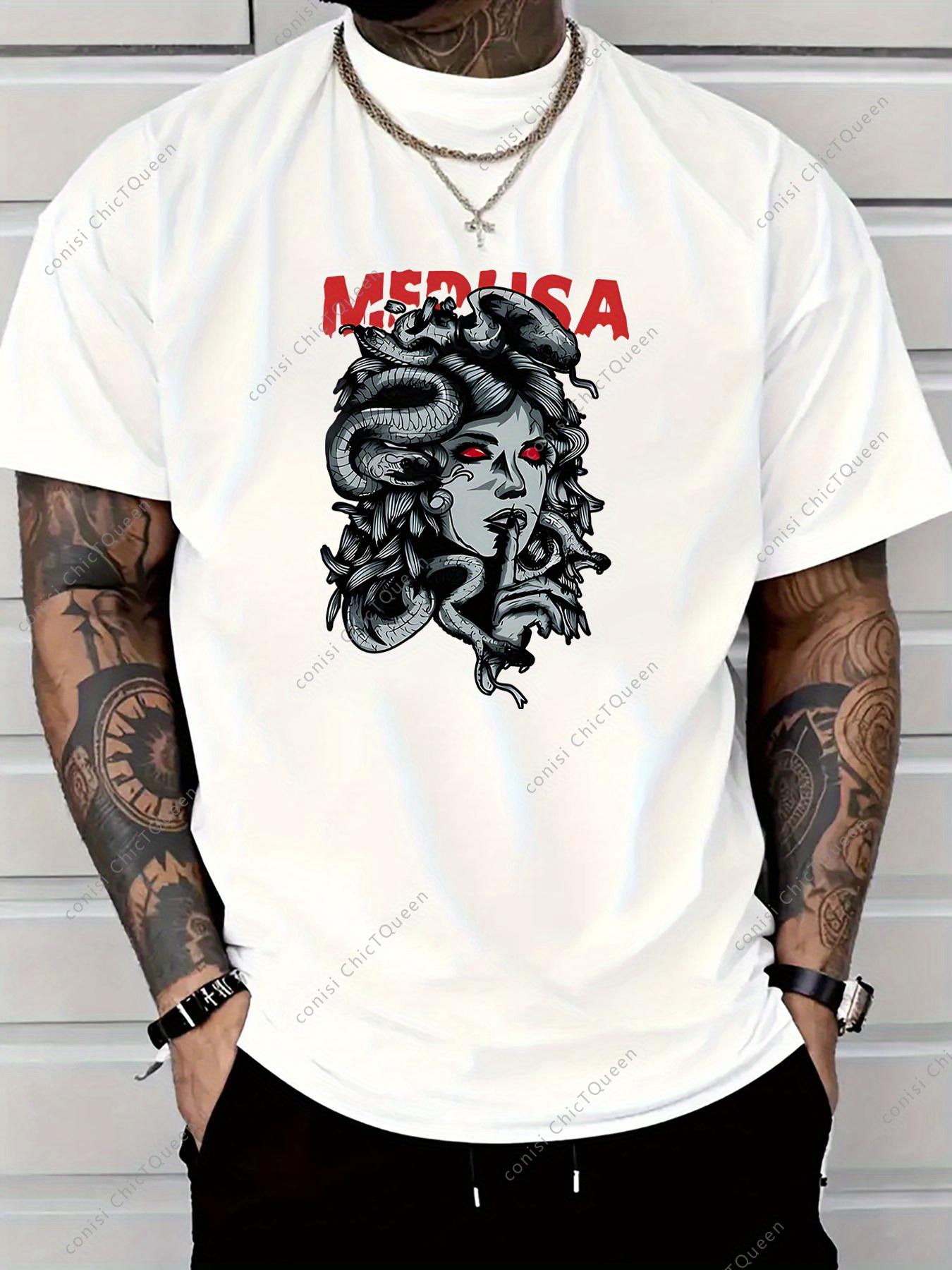 

Medusa Graphic Printed Men s Luxury Cotton Short Sleeved T-shirt for Summer Unisex Men s and Women s Street Fashion 4XL