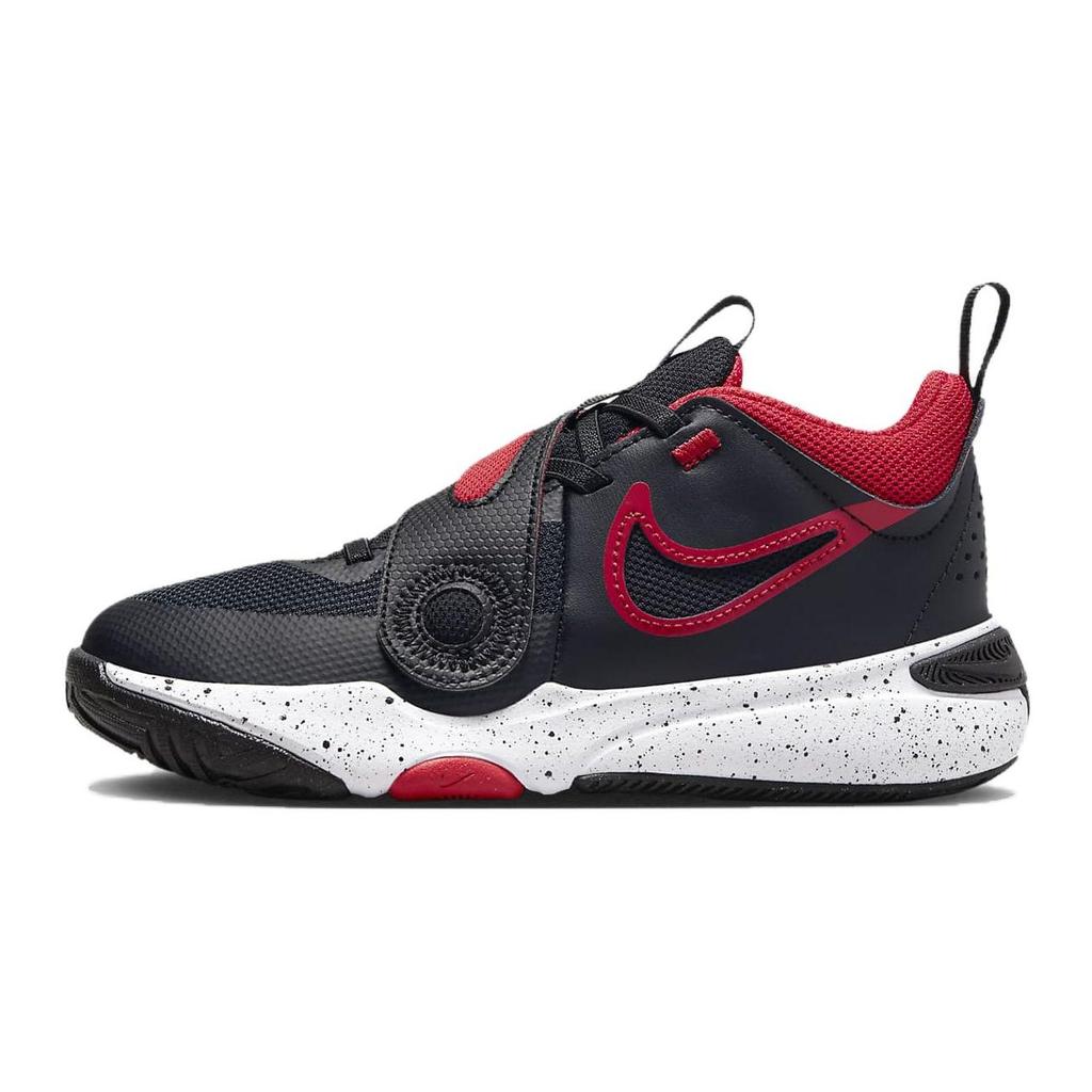Nike Team Hustle D 11 Low Top Basketball Shoes Black Red Kids' DV8994-003