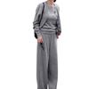 Grey simple fashion casual sweater set women's autumn and winter vest knitted sweater wide-leg pants three-piece set