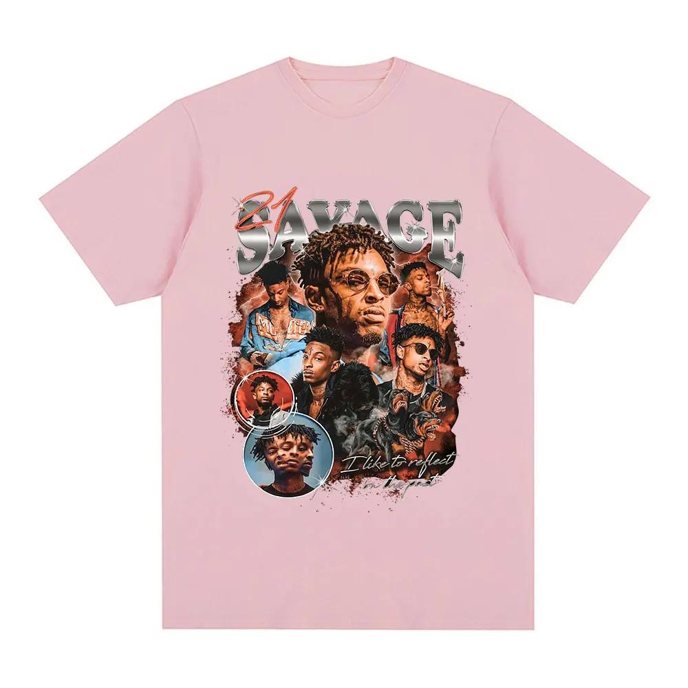 Rapper 21 Savage Grafické tričko Pánské Dámské Vintage Hip Hop Tričko Bavlna Ležérní Volné Nadměrné Krátký Rukáv Trička Dárek pro Fanoušky