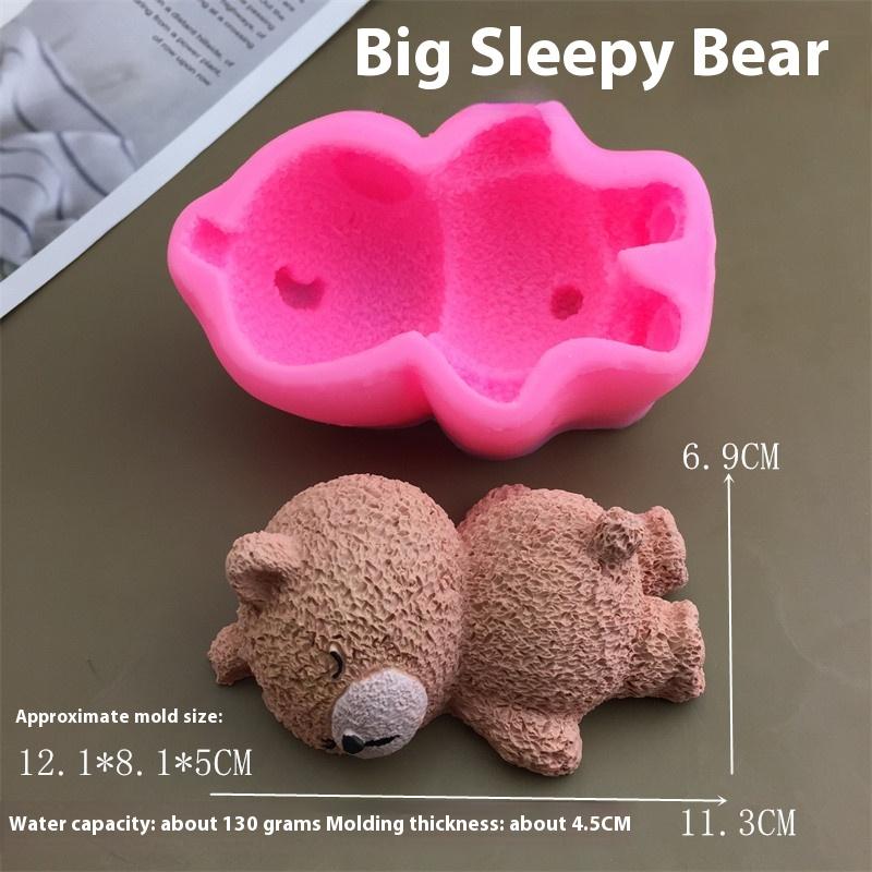1 Piece Cute 3D Sleeping Bear Cupcake Topper Silicone Mold for Mousse Cake Ice Cream DIY Baking Decor Accessories