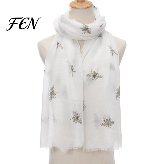 Fashionable Neck Decoration for Women Lightweight Scarf Women, Cute Bee Pattern Scarf, Stylish Accessory Soft Long Thin Shawl Wrap Vacation,