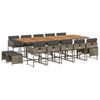 15 piece Garden Dining Set with Cushions Grey Poly Rattan