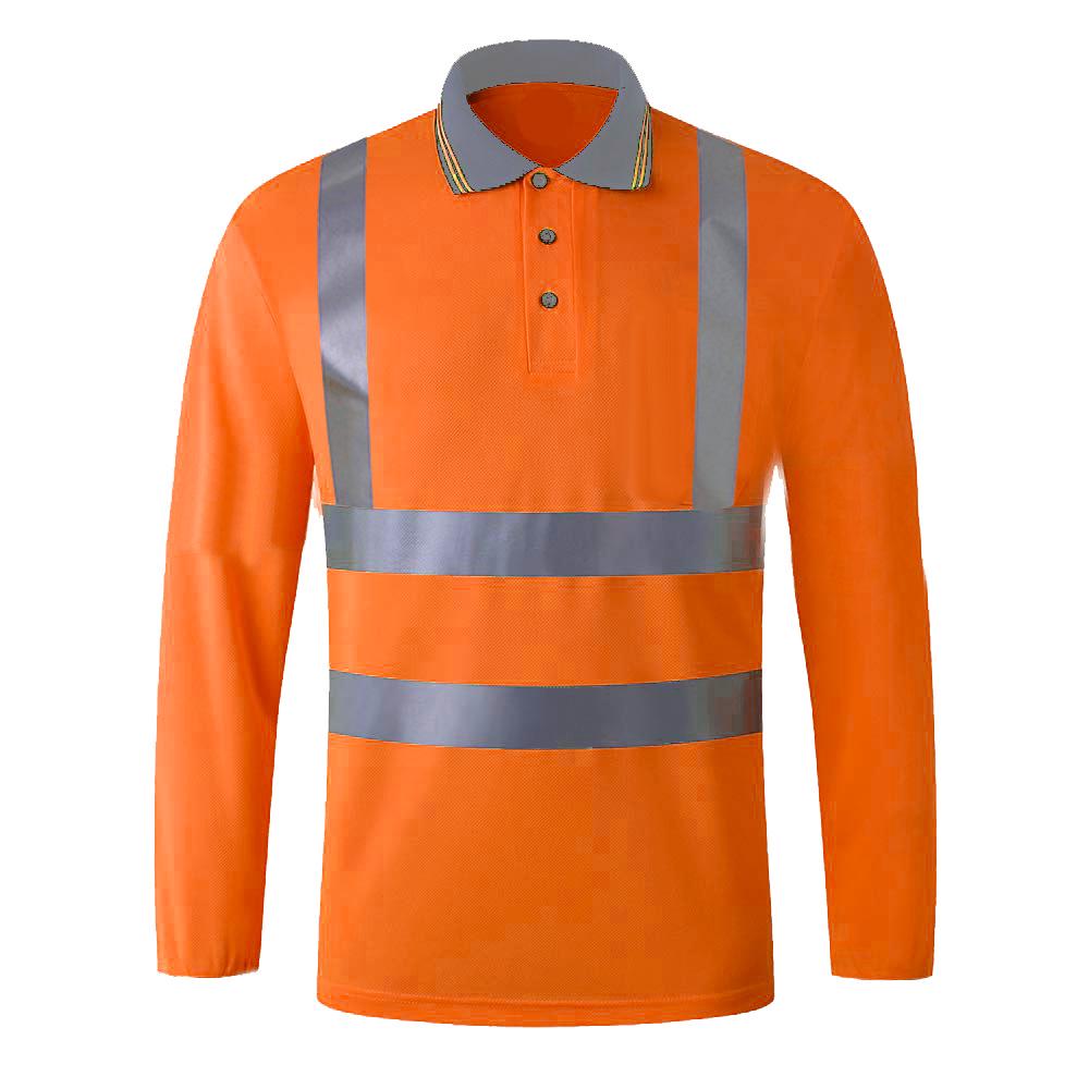Sicherheits-Reflex-Langarm-Polo: Schnelltrocknend, Atmungsaktiv, UV-Schutz für Baustellen