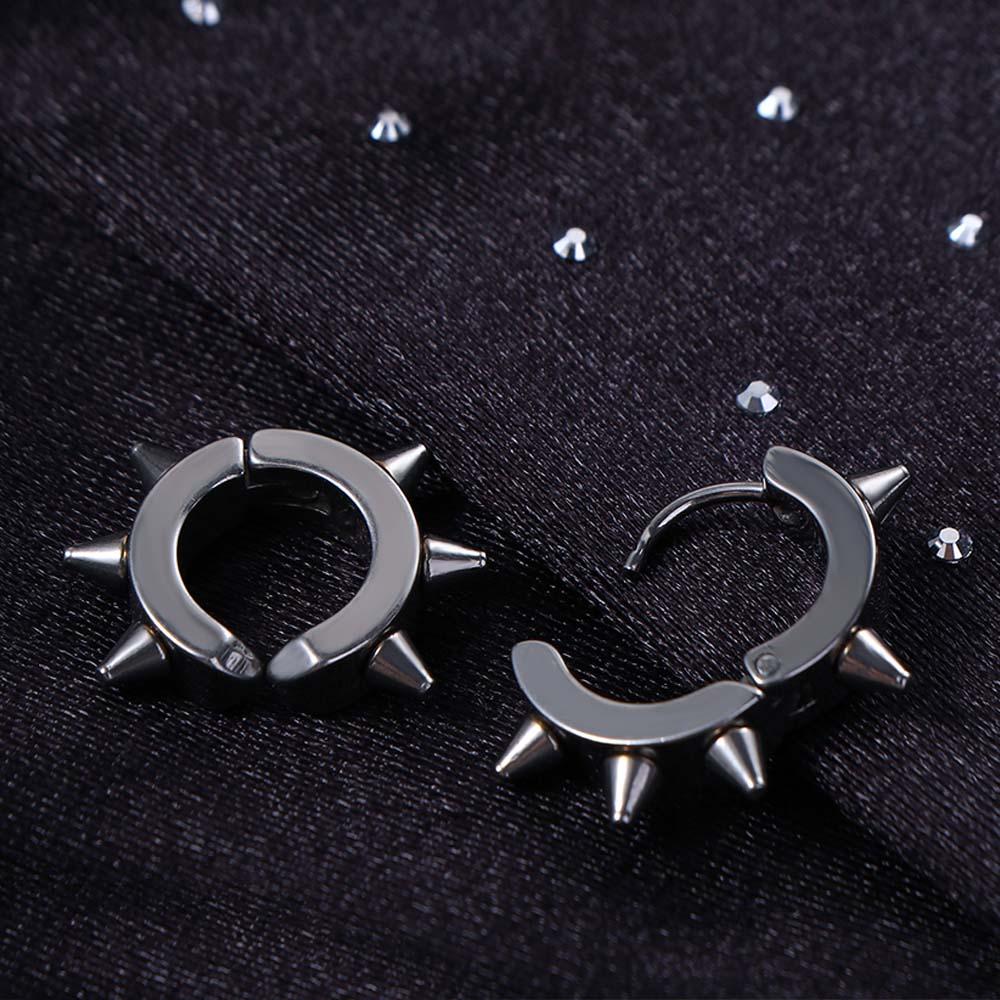Round Hoop Earrings Earclip Punk Rivets Ear Clip Stud Earrings Women Men Earrings Clip Earrings