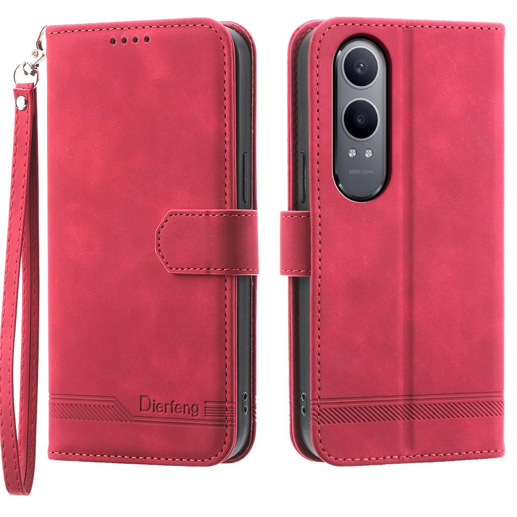 DIERFENG DF-03 Für Oppo K12x 5G (China)/OnePlus Nord CE4 Lite 5G Hülle Stoßfestes Leder Wallet Handyhülle