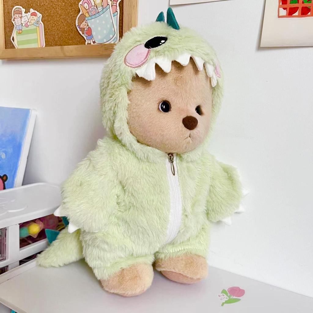30cm Medium Lena Bear Doll Clothes Green Dinosaur Jumpsuit Pink Dinosaur Suit Teddy Bear Replacement Outfit Dolls Accessories